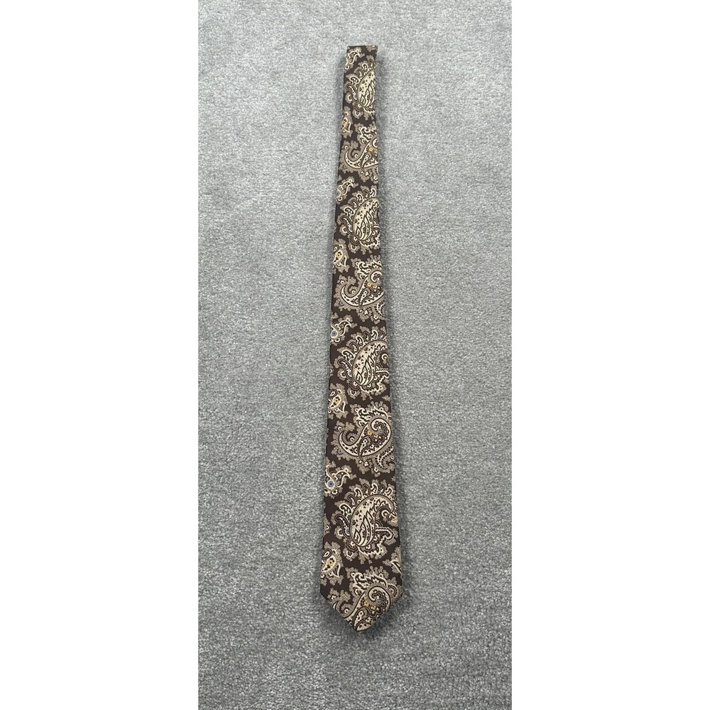 VTG Sears Mens Store  Brown Paisley Retro Neck Tie 1970's
